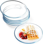 NUTRIUPS 6 Pack 8in Glass Plates - with Lipped Edge - Clear Glass Plate, Tempered Glass Plates Set of 6, Clear Appetizer Plate, Dishwasher & Microwave Safe