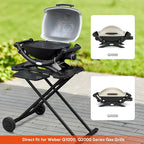 Stanbroil Portable Grill Cart for Weber Q Series Gas Grills, Upgrade Heavy-Duty Grill Stand for Weber Q1000, Q1200, Q1400, Q2000, Q2200, Q2400 with Fold Shelf & Hooks, Comes in One Piece