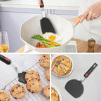 Hotec Silicone Spatula Turner for Nonstick Cookware, Cooking Spatulas 600°F Heat Resistant Large Flexible Rubber Spatula Set of 3, Kitchen Utensils for Flipping Eggs, Burgers, Pancakes, Crepes