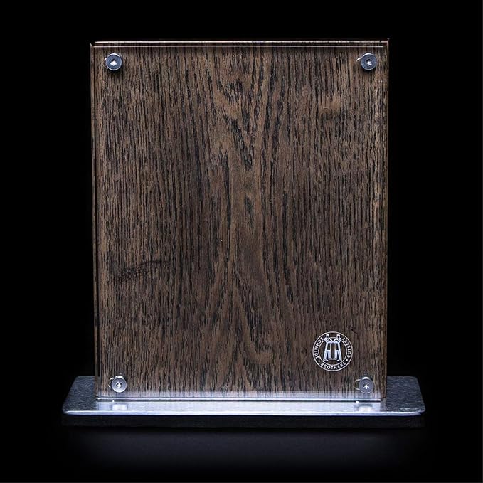 Schmidt Brothers - Bonded Ash 7-Piece Kitchen Knife Set, High-Carbon German Stainless Steel Cutlery, Ash Finish Wood Handles and Clear Acrylic Magnetic Knife Block