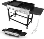 Royal Gourmet GD401C 4-Burner Propane Gas Grill and Griddle Combo with Cover, Griddle Grill Combo with 48,000 BTUs Output for Outdoor Cooking While Camping or Tailgating, Black & Silver