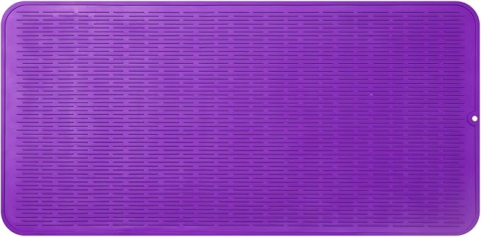 Silicone Dish Drying Mat for Multiple Usage,Easy clean,Eco-friendly,Heat-resistant Silicone Mat for Kitchen Counter or Sink,Refrigerator or Drawer Liner Purple 5XL 36inches x 18inches