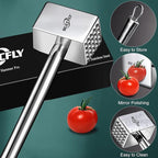 Meat Tenderizer Stainless Steel, Heavy Duty Meat Hammer, Kitchen Meat Mallet 1.65LB Meat Pounder Flatterner Weighted Hammer Extended Handle for Labor-saving Chicken Steak Meat Tenderizer Tool