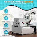 Snow Cone Machine Shaved Ice, 500LB/H Commercial Ice Crusher Shaved Ice Machine Fluffy, 300W Industrial Commercial Big Ice Shaving Machine for Snow Cones for Home Party