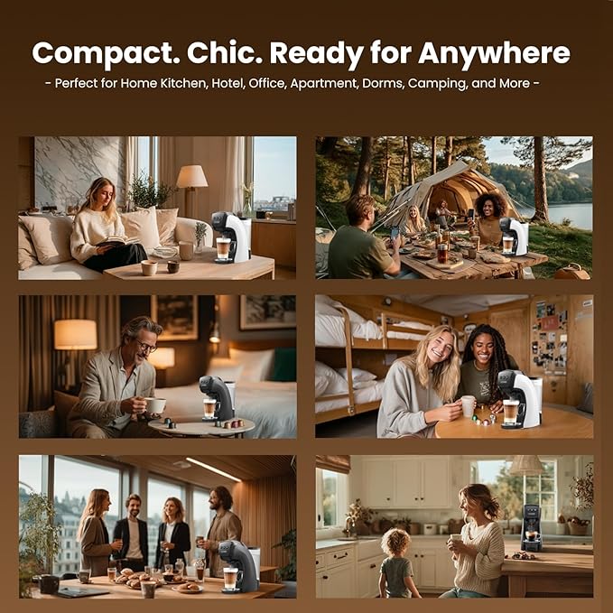 Warriors1 Single Serve Coffee Maker for Keurig K Cup, Espresso Machine for Nespresso Original, Dolce Gusto Pod, Ground Coffee, Cappuccino & Latte Coffee Machine, 20 Bar Espresso Maker, 3 Brew Sizes