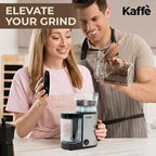 Kaffe Electric Burr Coffee Grinder (5.5oz) w/Adjustable Precise Coarseness Settings - Flat Burr - [Improved Motor] - Precision Coffee Bean Grinder for Home Use - Stainless Steel
