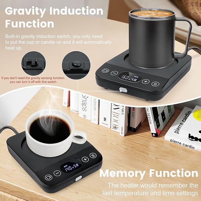 Coffee Mug Warmer & Mug Set Christmas Gifts, 30W Coffee Cup Warmer with 15.5oz Cup for Desk with Auto Shut Off, Timer Function, Smart Mug Heater for Heating Coffee, Tea, Candle, Beverage