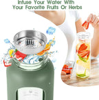 32 oz Glass Water Bottle with Straw - Motivational Time Marker & Silicone Sleeve - Reusable Tumbler Includes 2 Bamboo Lids & Fruit Infuser - 1 Pack