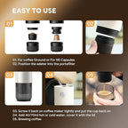 Portable Espresso Machine, Travel Coffee Maker for Camping, Car Coffee Maker Self-Heating with USB-C, 2 in 1 With Ground Coffee & NS Capsule for RV, Hiking, Office,Christmas Gifts for Men(White)