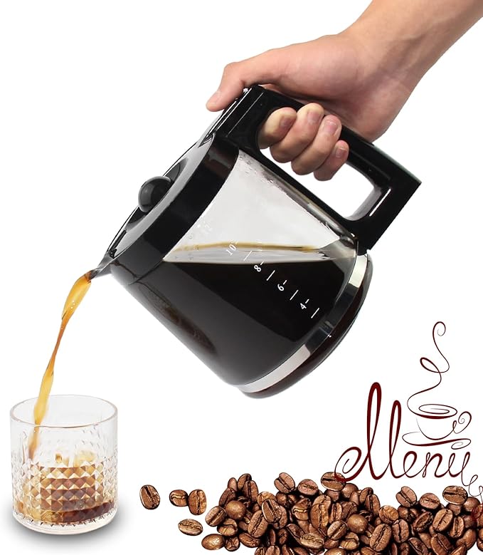 12-Cup Replacement Glass Carafe Pot Compatible with Hamilton Coffee Maker Models 46310, 49976, 49966, 49350, 49957, 49954, 49933, 49980A, 49980Z, 49983, 49618, 46300, 49950