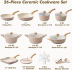 SENSARTE Ceramic Cookware Sets, Pots and Pans Set Non stick, Non toxic Healthy Induction Cookware, 26 Pcs Nonstick Kitchen Cooking Set, w/Frying Pans Set, Saucepans Set