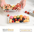 Small Rectangle Plates Set of 6, White Serving Platters 9 inch, Ceramic Sushi Plates, Serving Plate for Appetizer, Dessert, Party, Microwave Safe