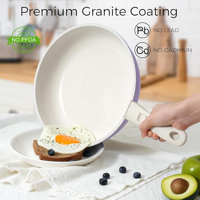 15Pcs Pots and Pans Set Non Stick, Cookware Sets with Detachable Handle, Nonstick RV Kitchen Cooking Tools Removable Handles, Oven Safe, Induction Fast, Stackable Induction Cookware, Purple