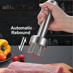 Meat Tenderizer Stainless Steel with Sharp Needles for Steak Chicken Pork Fish, Suitable Meat Tenderizer Tool with Cleaning Brush for BBQ or Kitchen