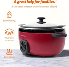 3.5 Quart Slow Cooker Red Uniform Heating,Non Stick Pot,Aluminum, Makes Your Food More Delicious.Suitable as a Gift for Wives,Parents,and Friends