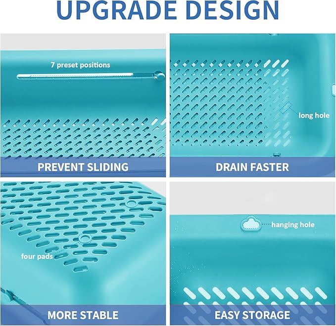 LASSHSWA Collapsible Colander and Strainer for Kitchen, Over the Sink Strainer Basket for Kitchen, Fruit Pasta Food Strainer Expandable Plastic Colander with A Sink Drain Strainer Stainless Steel