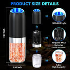Gravity Electric Pepper and Salt Grinder,BoAn Automatic Battery Salt and Pepper Grinder Set,One-Hand Ceramic Larger Chamber Spice Mill,Adjustable Coarseness with LED Light for Kitchen New Home Gifts