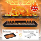 4 Pack Baking Sheet Pan Set Non Stick, Carbon Steel Cookie Sheets for Baking with Wire Rack, Cooling Racks for Cooking and Baking, Thicker Ceramic Half/Quarter/Jelly Roll Baking Trays for Oven