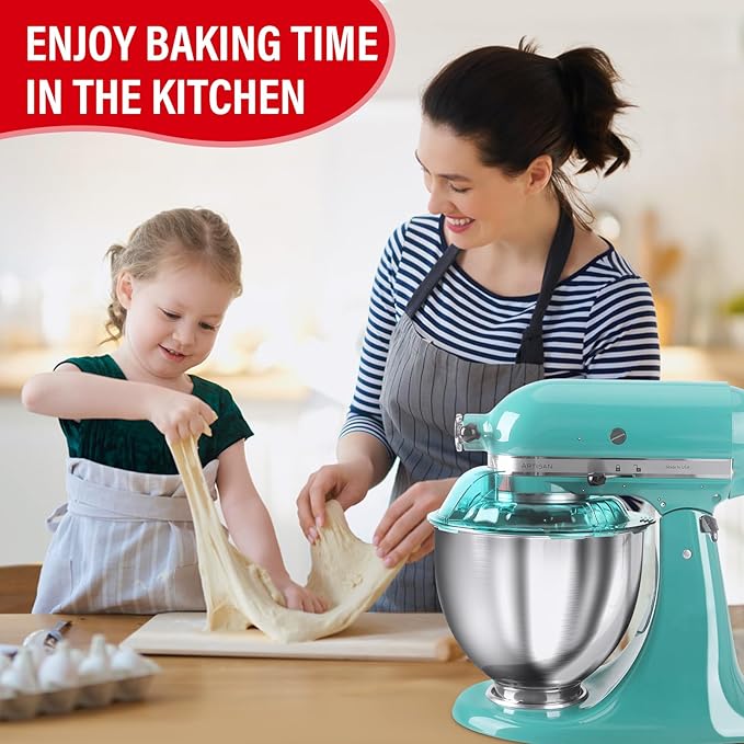 Pouring Shield for KitchenAid Tilt Head 4.5-5 QT (for Stainless Steel Bowls Only), for Kitchen aid Accessories and Attachments, Fully Enclosed Foldable Lid Mixer Bowl Cover, Not For Bowl Lift (Blue)