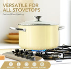 MICHELANGELO Stock Pot with Lid, 6 Quart Soup Pot with Ceramic Coating, Nonstick Ceramic Cooking Pot, Induction Compatible Stockpot - 6QT, Beige