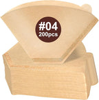Coffee Filters #4, 200PCS 4 Cone Paper Coffee Filter 8-12 Cup, Unbleached Brown Reusable No 4 Filters Fits for Pour Over and Drip Coffee Maker, Suitable for Home, Coffee Shop Small Business