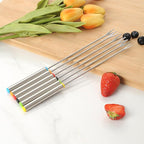 12Pcs Stainless Steel Fondue Forks, 6 Color Cheese Fondue Forks with Heat Resistant Handle, Smores Sticks for Chocolate Fountain Roast Marshmallows Dessert Fruits(9.5 Inch)