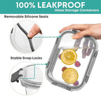 Razab 30 PC Glass Food Storage Containers with Lids - Reusable Glass Meal Prep Containers for Lunch & Leftovers - Airtight & Leakproof Snap Locking Lids - Oven, Freezer, Microwave & Dishwasher Safe