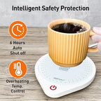 25W Electric Candle Warmer for Coffee Mugs, 75℃ Heating & Auto Shut-Off, Spill-Proof Desk Warmer for Beverages (White) (White)
