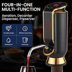 Luxurious 4-in-1 Electric Wine Aerator, Decanter, Dispenser & Vacuum Saver with LED Display - Wine Pourer Gift for Women and Wine Lovers