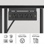 HOOBRO Bakers Rack with Power Outlet, Microwave Stand with 5 S-Shaped Hooks, Coffee Bar, Kitchen Storage Shelf, for Kitchen, Living Room, Black BB07UHB01