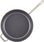 Anolon Accolade Forged Hard Anodized Nonstick Deep Frying Pan / Skillet with Helper Handle and Lid, 12 Inch - Moonstone Gray