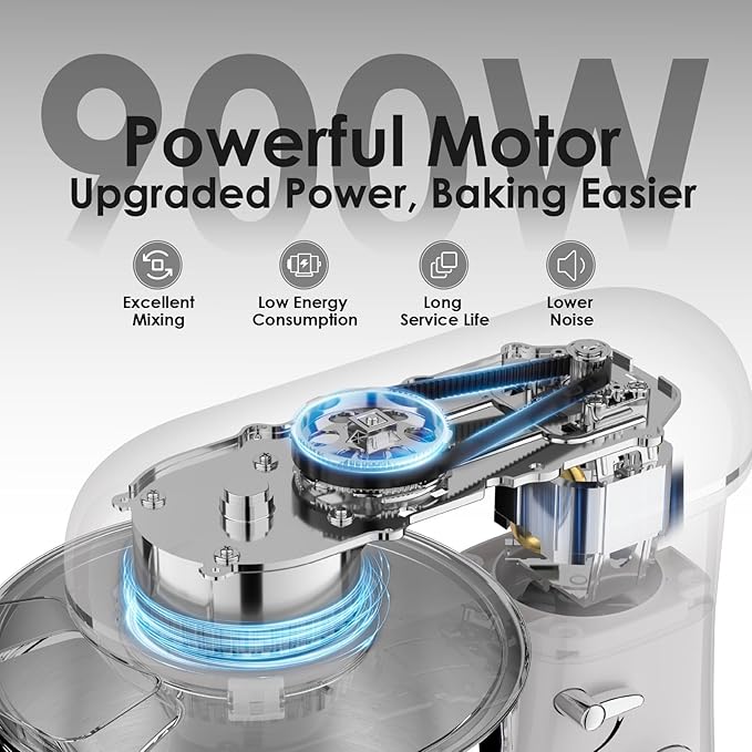 Kitchen in the box Stand Mixer, 900W 8.5QT Kitchen Electric Mixer, 6-Speed Large Capacity Food Mixer for Home Cooks with Egg Whisk, Dough Hook & Flat Beater (Black)