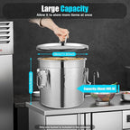 DYNAMI 304 Stainless Steel Airtight Canister for Kitchen, 3.2Gal/405oz Flour Container with Lid and Locking Clamp,10-21Lbs Metal Bucket Food Storage Container for Rice, Flour, Grain, Coffee Bean(12L)