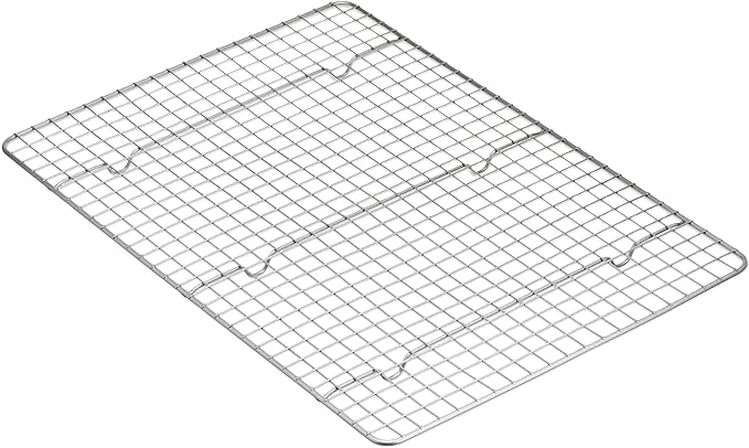 Amazon Basics Ceramic Nonstick Baking Sheets & Cooling Rack Set, Non-Toxic, Half Sheet Size, 2-Pack, Gray