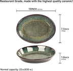 Oval 9.5 x 7 Inch Ceramic Pie Pan Quiche Baking Dish Set of 2, 22 Ounces Non-Stick Pie Dish Quiche Pan, Tart, Pot Pies, Dessert, Pie Plate for Apple, Oven, Dishwasher and Microwave Safe