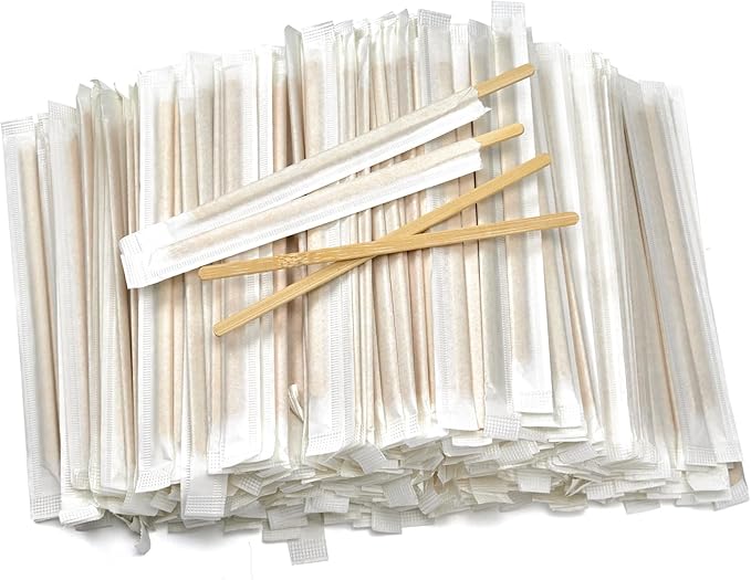 1000Pcs Bamboo Coffee Stirrers Individually Wrapped – Coffee Stir Sticks 5.5 Inch, Stir Sticks For Coffee Bar, Disposable Stir Sticks for Coffee and Cocktail