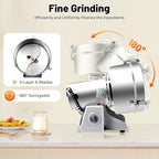 Electric Grain Mill Grinder, 2500g/5.51lb High-speed 32000r/min Food Grinder, 110V 4500W Countertop Grain Mill for Dry Spice Herbs Grains Coffee Rice Pepper (2500g)