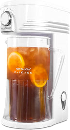 Nostalgia 3-Quart Iced Tea & Coffee Brewing System With Double-Insulated Pitcher, Strength Selector & Infuser Chamber, Also Perfect For Lattes, Lemonade, Flavored Water, White