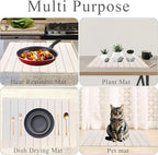 Large Stone Dish Drying Mat for Kitchen Counter, 23.6"(L)×15.4"(W), Foldable Diatomaceous Earth Dish Drying Mat, Collapsible Quick Dry Pad for Dishes Bottles Cups Bathroom Any Countertop