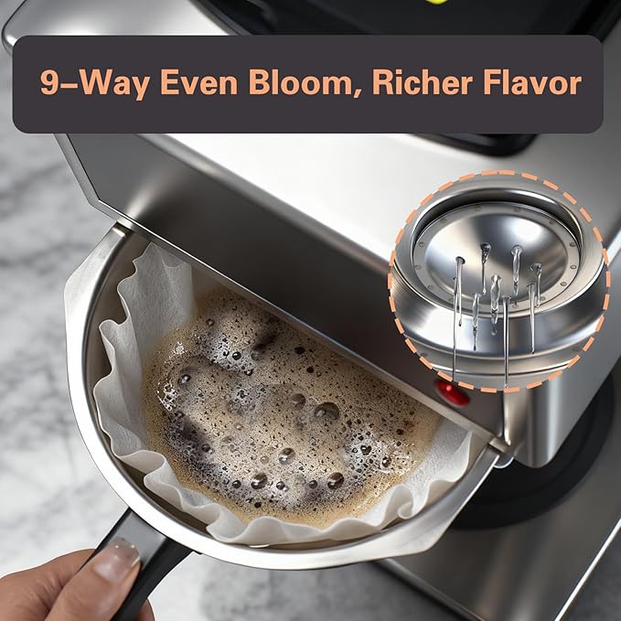 VONCI 1610W Commercial Coffee Maker, 12 Cup Drip Coffee Machine, 2 Glass Carafes and 2 Warmers, Stainless Steel Housing & Funnel, Industrial Coffee Maker for Offices, Hotels, Home