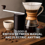 Portable Electric Coffee Grinder, Conical Burr Coffee Grinder – Dual Mode Manual & Electric Grinder Manual with Adjustable Grind Settings, Hand Bean Grinder for RV, Hiking, Office
