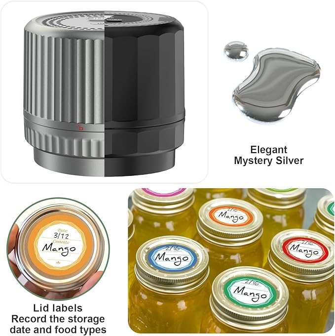 M12 Auto Stop Electric Mason Jar Vacuum Sealer - 2025 Upgrade Smart Jar Vacuum Sealer for Mason Jars with Wide and Regular Mouth Canning Jar Lids Portable Mason Jar Sealer Machine Kit