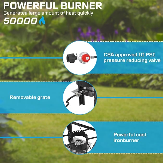 50,000 BTU Propane Deep Fryer - 18QT Aluminium Dual Deep Fryer with 2 baskets - CSA-Approved Gas Fryer - Ideal for Chicken Wings, French Fries, Fish Fryers Outdoor Cooking