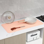 Silicone Dish Drying Mat for Multiple Usage,Easy clean,Eco-friendly,Heat-resistant Silicone Mat for Kitchen Counter or Sink,Refrigerator or Drawer Liner Pink 5XL 36inches x 18inches