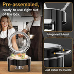 Chafing Dishes for Buffet, 6QT Round Stainless Steel Chafing Dish with Transparent Hydraulic Lid, 304 Food Pan, Buffet Warmer for Parties and Events (Black)