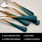 20-Pieces Green Orange Silverware Sets for 4,Green Orange Handle Stainless Steel Cutlery Set, Include Forks Spoons and Knives Set, Dishwasher Safe Utensil Sets for Home Restaurant