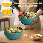 Homienly Large Bowls for Eating: Set of 8 Unbreakable 60oz Wheat Straw Bowls, Non-Plastic & Microwave Safe for Everyday Salad, Soup & Oatmeal (Green)
