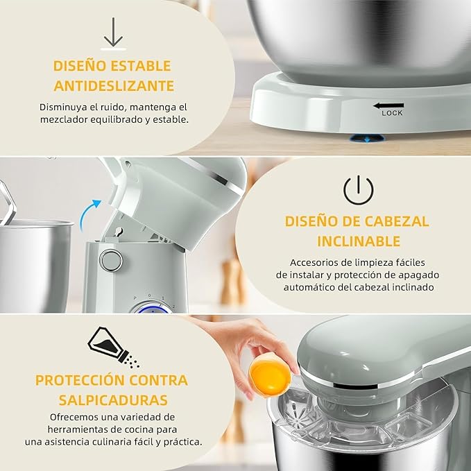 Electric Stand Mixer,10 Speeds Tilt-Head Food Mixer, 3-IN-1 Kitchen Mixer for Daily Cooks with Dishwasher-Safe 6QT Bowl,Dough Hook, Beater, Whisk (Morandi Green)