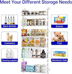 MIAOLI Over the Door Organizer, White 6-Tier Pantry Door Organizer with Adjustable Basket, Hanging Spice Rack Cabinet Door Shelves, Laundry Room Organization and Storage