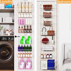 8-Tier Over The Door Pantry Organizers, Pantry Door Organizer and Storage with Adjustable Baskets,Heavy-Duty Metal Spice Rack,essential kitchen and home Shelves (white)